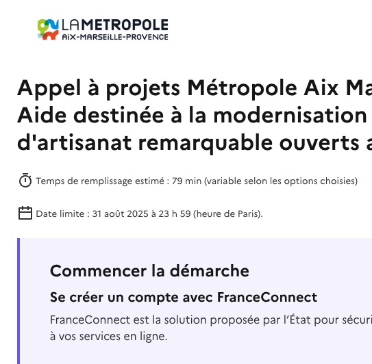 « Aide destinée à la modernisation des ateliers d’artisanat remarquable ouverts au public ».