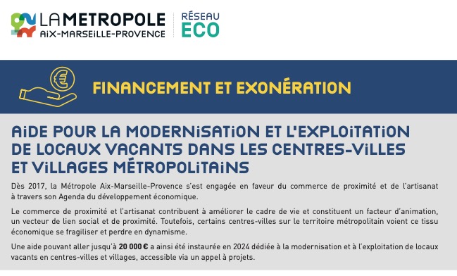 Aide pour la modernisation et l’exploitation de locaux vacants dans les centres-villes et villages métropolitains
